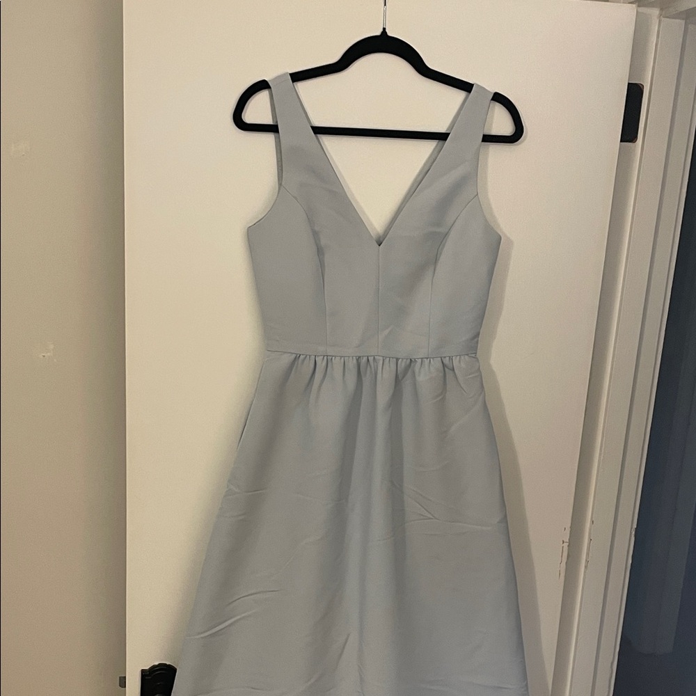 Amsale Light Blue V-Neck bridesmaid Dress